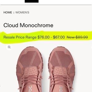 On Running Women's Cloud Monochrome Sneakers in Rose